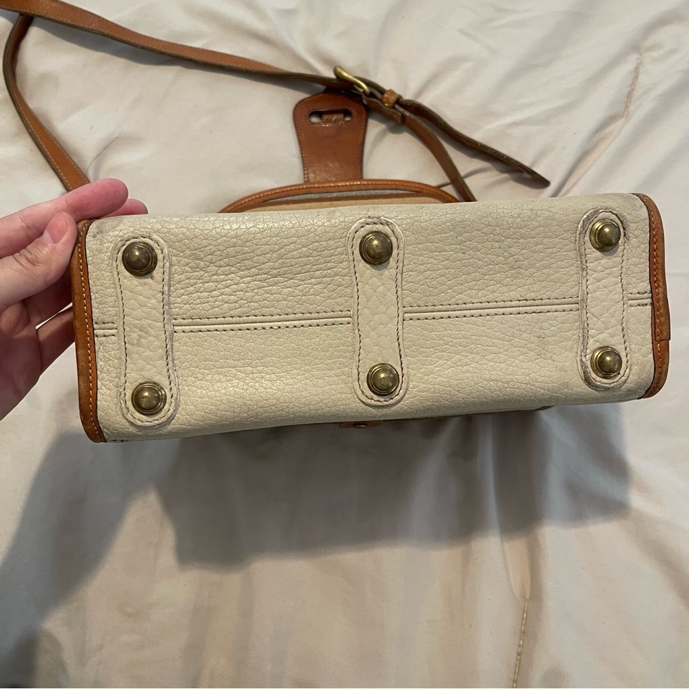 Dooney & Bourke Vintage All-Weather Leather Crossbody Bag – Taupe & Tan Trim - Picture 10 of 12